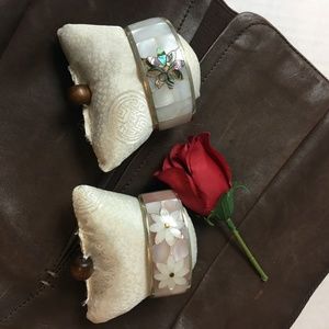 Set of 2 sterling & shell bracelets